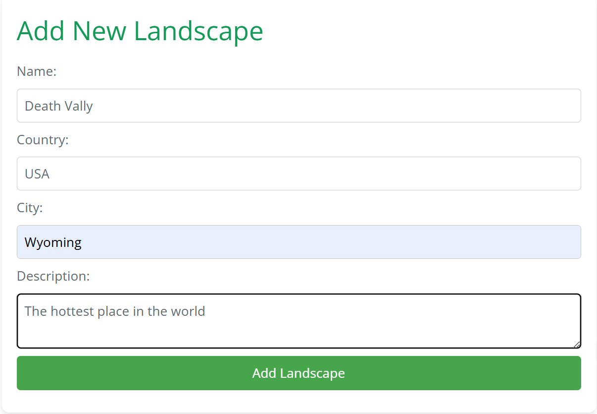 frontend web site add new landscape